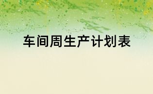 車間周生產(chǎn)計(jì)劃表