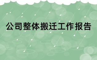 公司整體搬遷工作報告