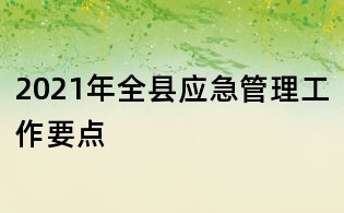 2021年全縣應(yīng)急管理工作要點(diǎn)