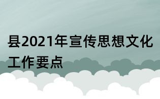 縣2021年宣傳思想文化工作要點(diǎn)