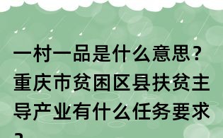 一村一品是什么意思？重慶市貧困區(qū)縣扶貧主導(dǎo)產(chǎn)業(yè)有什么任務(wù)要求？