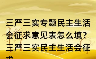 三嚴三實專題民主生活會征求意見表怎么填？三嚴三實民主生活會征求意見表填寫范例