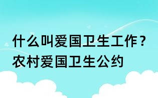 什么叫愛國衛生工作?農村愛國衛生公約