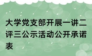 大學(xué)黨支部開展一講二評三公示活動公開承諾表