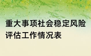 重大事項社會穩定風險評估工作情況表