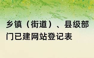 鄉鎮（街道）、縣級部門已建網站登記表