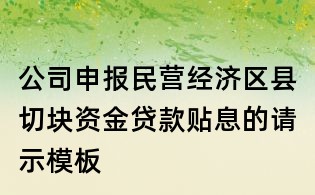 公司申報民營經(jīng)濟(jì)區(qū)縣切塊資金貸款貼息的請示模板