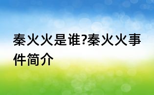 秦火火是誰?秦火火事件簡介