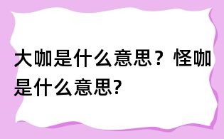 大咖是什么意思？怪咖是什么意思?