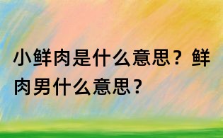 小鮮肉是什么意思？鮮肉男什么意思？