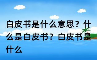 白皮書是什么意思？什么是白皮書？白皮書是什么