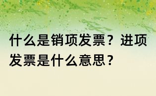 什么是銷項發票？進項發票是什么意思？