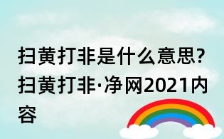 掃黃打非是什么意思?掃黃打非·凈網2021內容