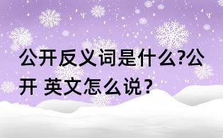 公開反義詞是什么?公開 英文怎么說？