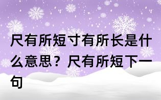 尺有所短寸有所長是什么意思？尺有所短下一句